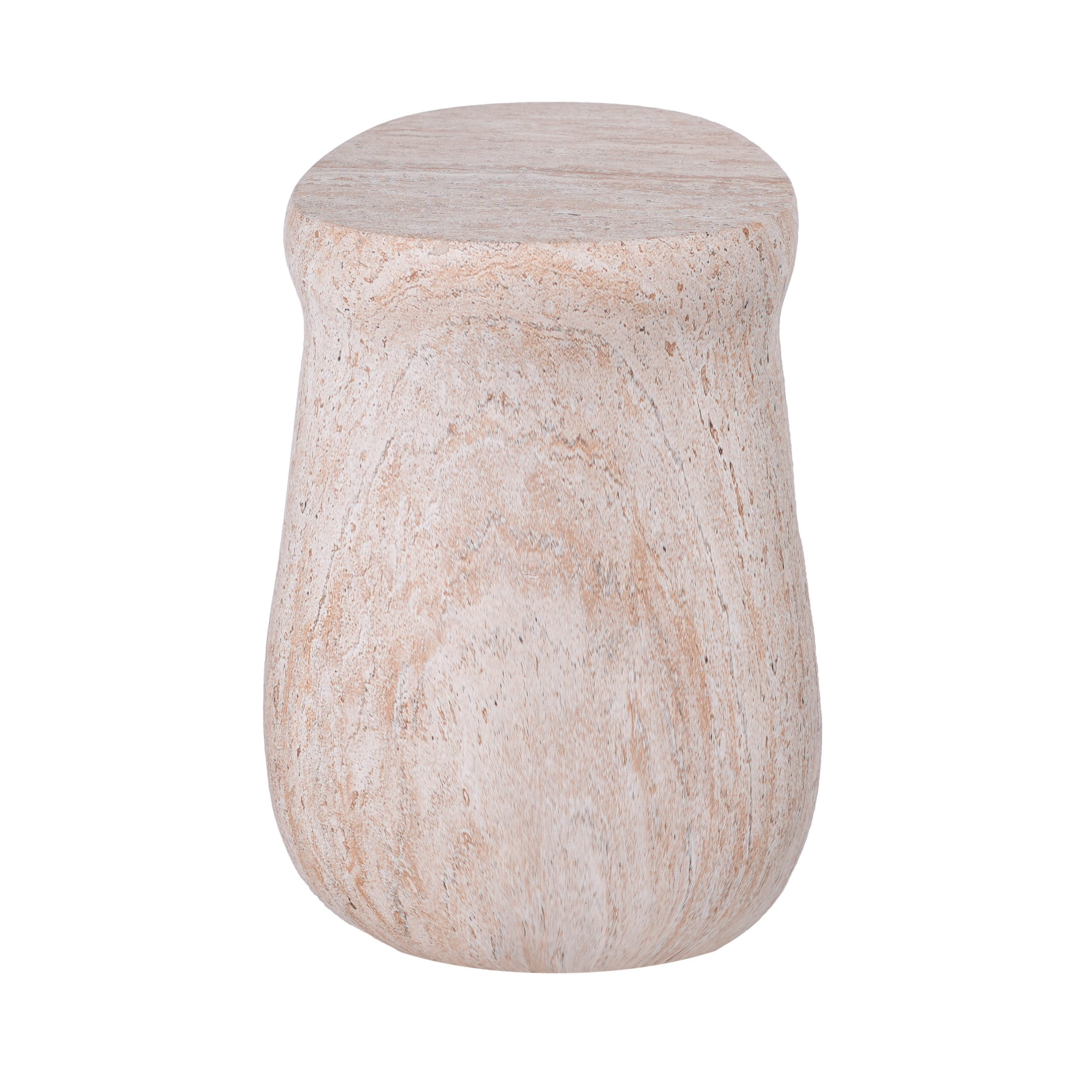 Christopher Knight Home 18.9" U-Shaped MGO Stone Marble Accent Side Table, Indoor Outdoor Use, Beige