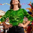 thumbnail image 5 of successthop Mardi Gras T Shirt Go Women Mask Print Crewneck Vacation Shirts Lightweight 3/4 Sleeve Festival Tops 2XL, 5 of 9