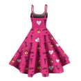 thumbnail image 4 of LWavelet 2026 Valentine's Short Sleeve Ruffled Dress, Women's Love Heart Rose Flowy A Line Casual Sundresses Hot Pink L, 4 of 4