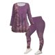 thumbnail image 2 of Conjunto dama Gibobby sudadera afelpada y pants de manga larga con cuello redondo y estampado de flores(Morado,M), 2 of 4