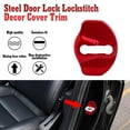 thumbnail image 3 of x xotic tech Door Lock Protector Cover, Stainless Steel Car Door Lock Latches Buckle Decor Trim Interior Accessories Compatible with Tesla Model 3 2017-2024 , Model Y 2020-2024 (4pcs,Red), 3 of 9