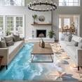 thumbnail image 3 of 6'x9' Area Rugs, Coastal Summer Beach Indoor Outdoor Area Rug for Living Room Bedroom, Starfish Shell Seaside Washable Bathroom Rugs Kitchen Floor Carpet Mats Home Decor Aesthetic, 3 of 8