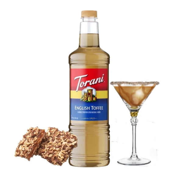 Torani English Toffee Flavouring Syrup, 1L Plastic Bottle with Absol Gold Pump