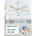 thumbnail image 7 of Sofucor 52-Inch White Wood Blade Ceiling Fan with LED Light and Remote Control - Modern, Farmhouse, Contemporary, 7 of 7