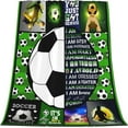 thumbnail image 4 of Soccer Blanket, Football boy for Teen boy, Soccer Coach Gifts, Gifts for Soccer Lovers, Football Gifts for Team, Soft Cozy for Couch Throw Blanket 50"x60" Avocado Green Gifts, 4 of 5
