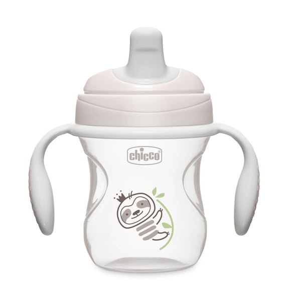 Chicco 7oz. Semi-soft Trainer with Bite-Resistant Spout, Snap-on Cap and Removable Handles, 6m - Grey
