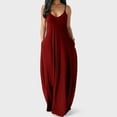 thumbnail image 2 of Ersazi Maxi Dress On Clearance Fashion Women Sexy Plus Size Sleeveless Pockets Camisole Long Dress Beach Dress Wine 4Xl, 2 of 5