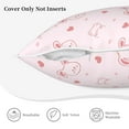thumbnail image 5 of Velvet Decorative Throw Pillow Covers Set of 2, Soft Square Cushion Cover with Invisible Zipper Cartoon Rabbit Bear Pink Printing, 20"x20", 5 of 7
