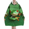 thumbnail image 1 of Cute Frog Print Oversized Blanket Hoodie, Wearable Blanket Adult For Women Men And Teenager, Super Soft Warm Flannel Fluffy Hooded Blankets Sweatshirt With Big Pocket, 1 of 8