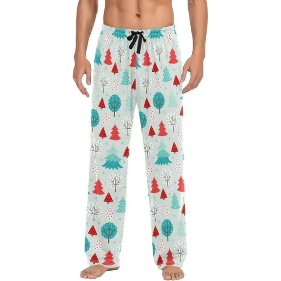 GZHJMY Christmas Tree Pajama Pants for Men, Lounge Pants Lightweight Men Pajama Bottoms with Drawstring Pockets, Christmas New Year Birthday Gifts, Large
