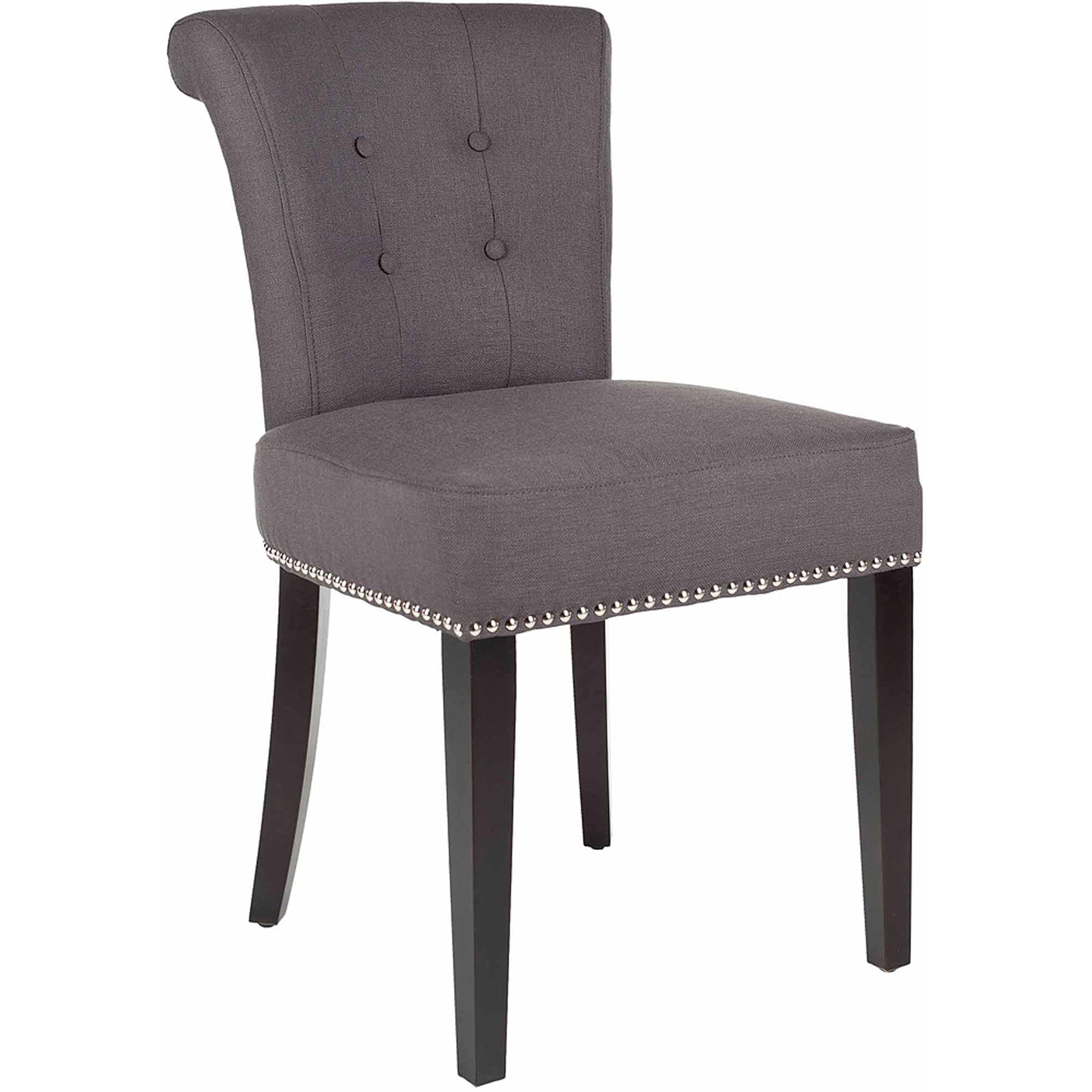 SAFAVIEH Sinclair Contemporary Glam Ring Chair w/ Silver Nail Heads, Charcoal/Espresso