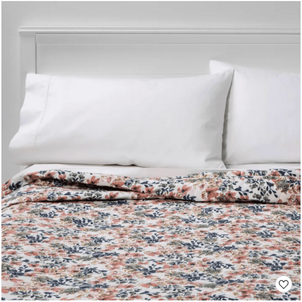 King Floral Printed Family Friendly Quilt Warm Threshold Walmart
