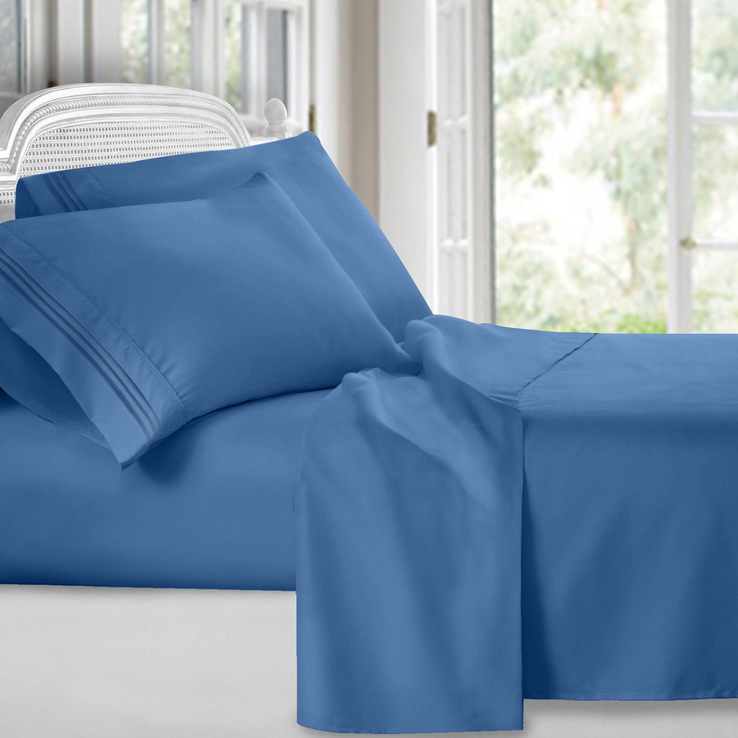 Details about   4 Piece Fitted Bed Sheet Set Egyptian Comfort 1800 Count Deep pocket Bed Sheets 