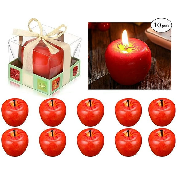10pcs Apple Candle Artificial Creative 3D Apple Shaped Candles Rosh Hashanah Party Wax Candle Gifts for Christmas Birthday Wedding Party Table Decor Mother Gifts (Red)
