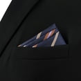 thumbnail image 4 of Mens Pocket Square Striped Blue with Orange Yellow Stripes for Suits Business, 4 of 6