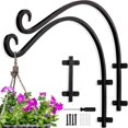 thumbnail image 1 of Soporte para colgar plantas para exteriores ganchos de pared de metal 16 pulgadas 2 ganchos resistentes para colgar cestas de flores, 1 of 8