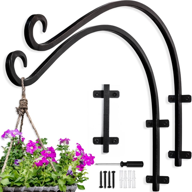 Soporte para colgar plantas para exteriores ganchos de pared de metal 16 pulgadas 2 ganchos resistentes para colgar cestas de flores