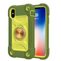 JTCASES for iPhone XR Case, Heavy Duty Protection Hybird PC Silicone 360° Rotating Ring Bracet Magnetic Car Mount Fully Coverage Slim Non-Slip for iPhone XR, Avocado