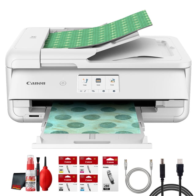 Canon PIXMA TS9521Ca Imprimante Tout-en-un Sans Fil Blanche Ensemble