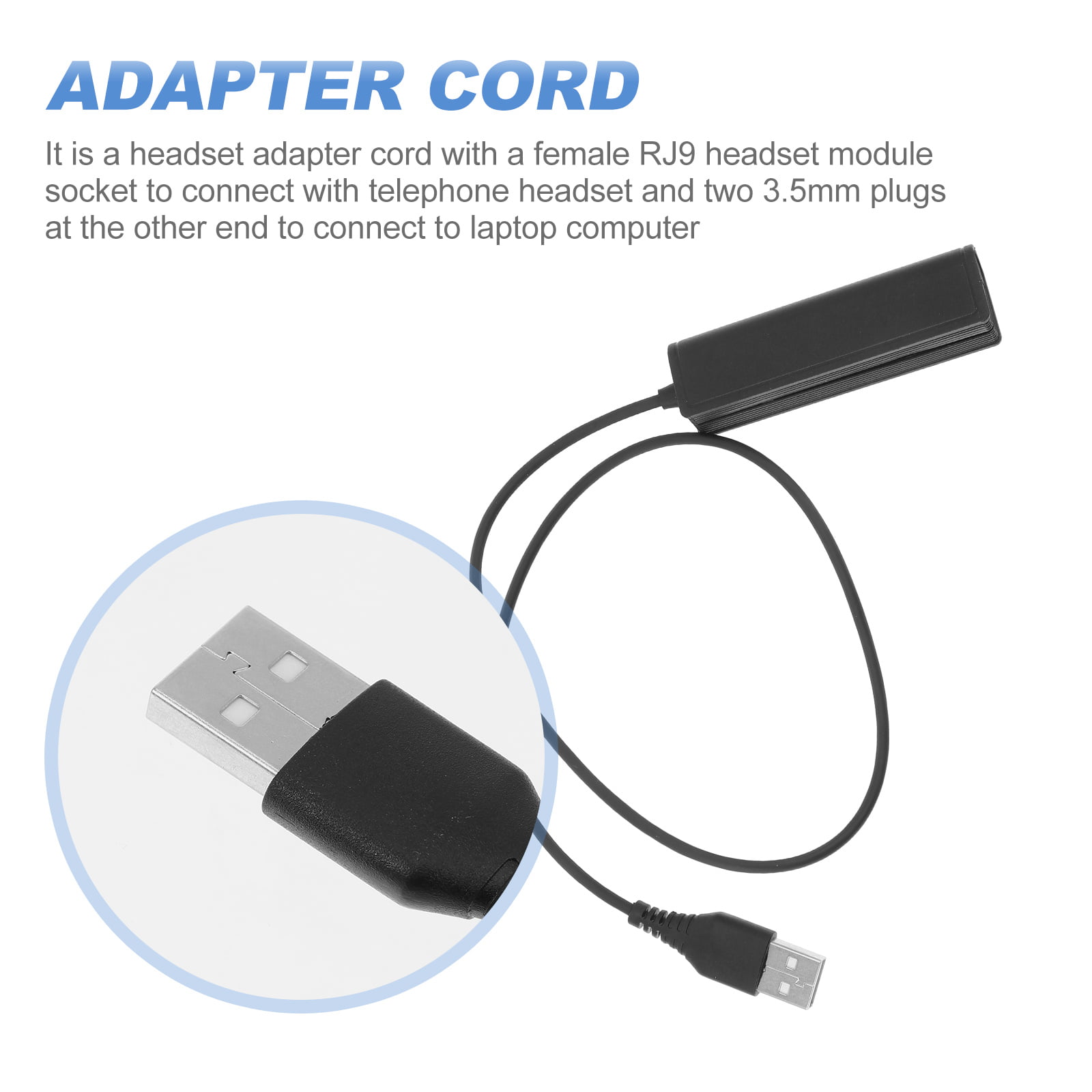 Kritisk vært Stifte bekendtskab OUNONA USB Plug Computer PC Laptop To RJ9 Female Adapter Cable Cord for  Headset - Walmart.com