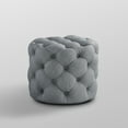thumbnail image 4 of Inspired Home Perilous Linen Ottoman Allover Tufted Round Modern Contemporary 1 PC, Light Grey, 4 of 7