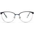 thumbnail image 2 of Tango Optics Oval Metal Eyeglasses Frame Luxe RX Stainless Steel Elisabeth Noelle-Neumann Blue Silver Accent For Prescription Lens -, 2 of 6