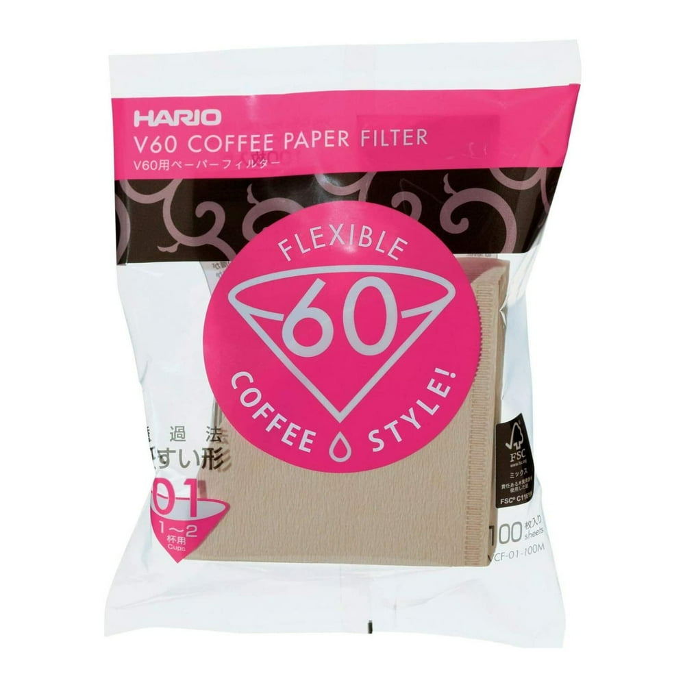 Hario V60 Size 01 Paper Coffee Filters (Brown, 100Pack)
