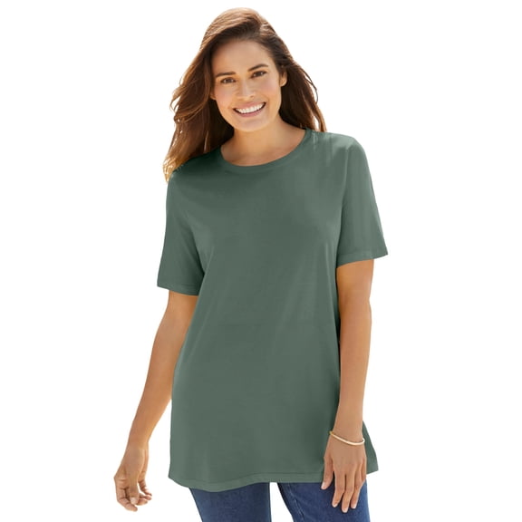 Woman Within Plus Size Perfect Short-Sleeve Crewneck Cotton Tee