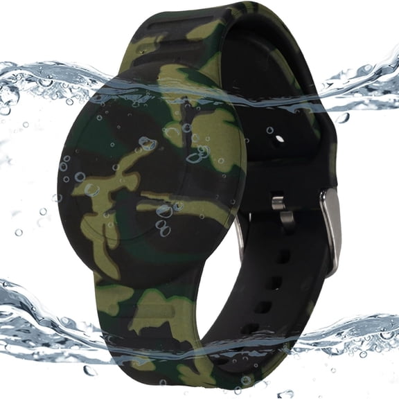 Waterproof AirTag Bracelet for Kids, Hidden Printed Wristband for Apple Air Tag, Silicone AirTag Holder GPS Tracker Case for Band for Child Toddler, Secure Anti-Lost Protection(Black)
