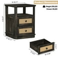 thumbnail image 3 of FAGAGA End Table with Charging Station for Living Room,Wooden Nightstand with 2 Drawers for Bedroom, Dark Rustic Oak, 3 of 8