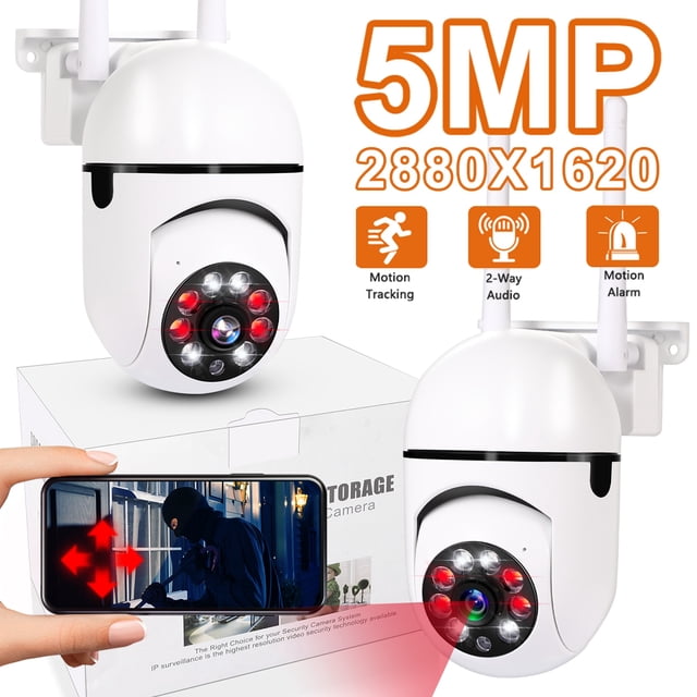 Cámara de vigilancia de 5MP para exteriores, VIDEOVIGILANCIA IP, Wifi, impermeable, protección de seguridad externa, Monitor inalámbrico para el hogar, Trcking de movimiento