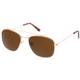 thumbnail image 2 of Classic Metal Square Lens Aviator Sunglasses Curved Crossbar 53mm (Gold / Brown), 2 of 4