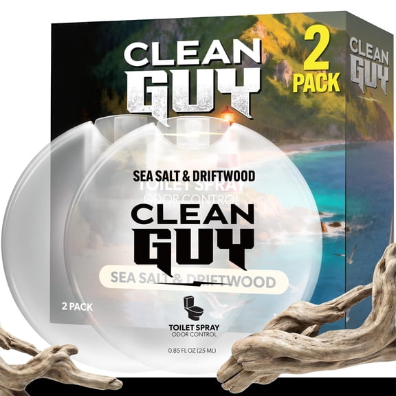 Clean Guy Pre-Poo Toilet Spray for Men, Poop Spray Odor Eliminator – Masculine Bathroom Deodorizer & Air Freshener with Essential Oils – Travel Size for Home & Office (2 Pack, Sea Salt & Driftwood)