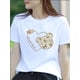 thumbnail image 1 of Women'S Casual Summer T-Shirt with Cute Bear and Heart Print - Short Sleeve, Round Neck, All-Season Top, Casual Wear | Playful Design | Comfortable Fit, 1 of 6
