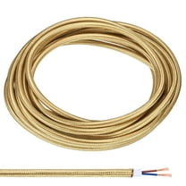 Uxcell Fabric Cloth Covered Round Wire, 16.4ft 18AWG 2 Core Vintage Woven Electrical Cord, Light Golden