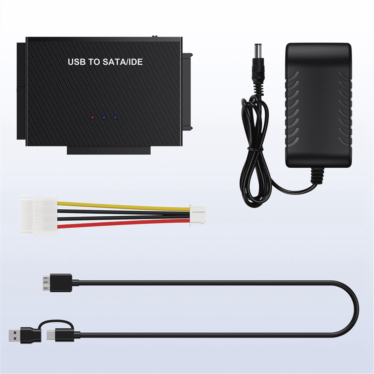 USB3.0 Hard Disk Adapter USB3.0 to SATA IDE Easy Drive Cable 2.5-Inch 3.5 Adapter Cable US-Plug,1 x Hard disk adapter 1 x Power plug,Black