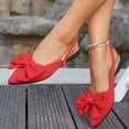 thumbnail image 2 of Women's Bowknot Pointed Toe Slingback Flats Shoes Comfortable Slip On Walking Flat Low Heel Dress Shoes Red Size 9.5, 2 of 7