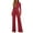 Red, variant on Female 4/July Petite Jumpsuits for Women Dressy Wedding Guest Jumpsuits for Women Casual Jumpsuits Loose Fit Belted Dressy Long Sleeve Crewneck Autumn Jumpsuit Long Wide Legs Formal Rompers