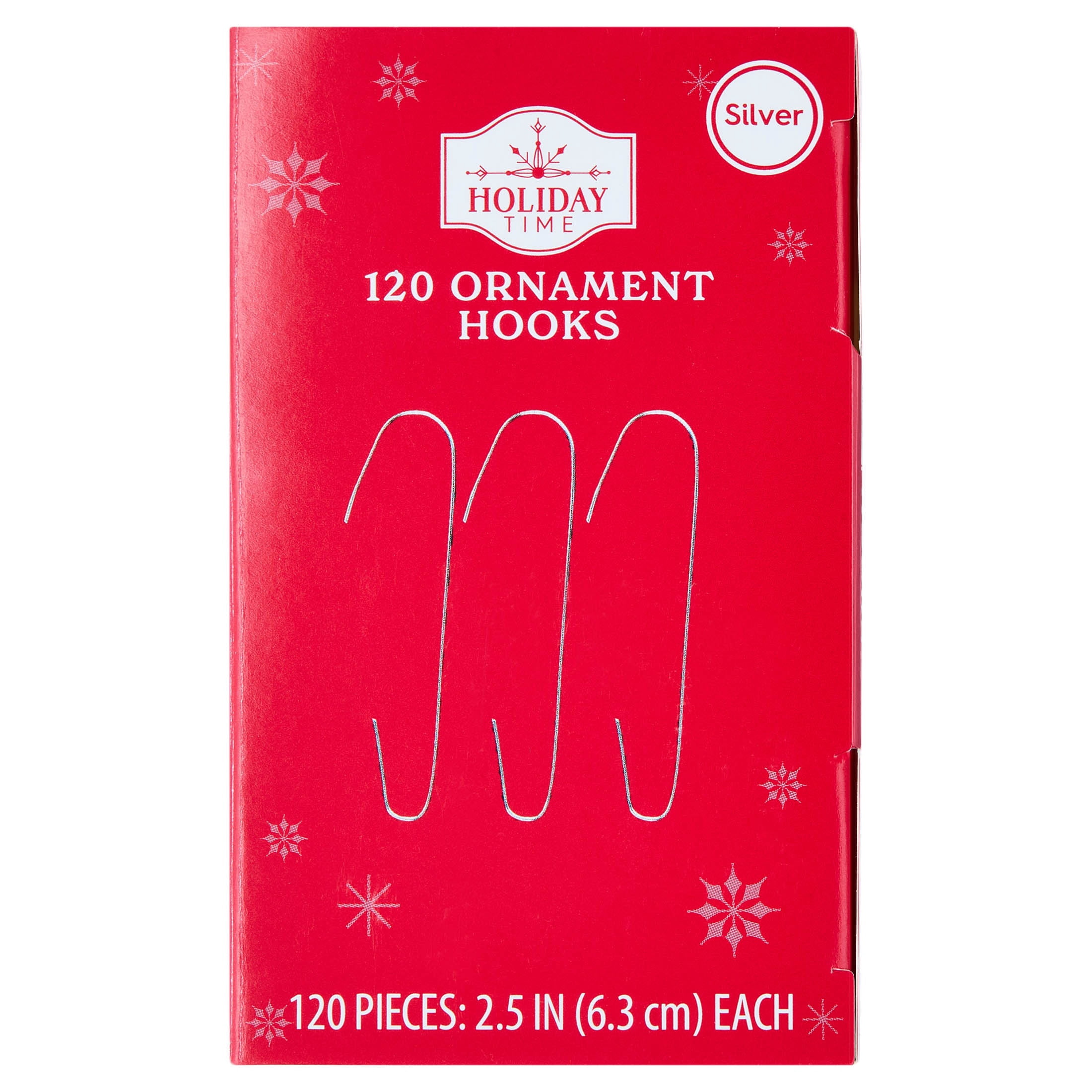 Silver Jumbo Christmas Ornament Hooks, 2.5", 120 Count, by Holiday Time