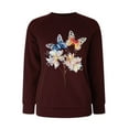 thumbnail image 4 of Puliio Women's Sweatshirts Colorful Butterfly Print Round Neck Raglan Casual Pullover Sweatshirt Long Sleeve Loose Fit Comfy Sweater Tops, 4 of 5