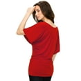 thumbnail image 4 of Made by Johnny Women's Boat Neck Short Sleeve Dolman Drape Top L RED, 4 of 6