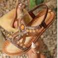 thumbnail image 4 of Domuza Womens Flat Sandals with Rhinestones Sparkling Boho Dressy Ladies' Sandal,Women's Wide Width Sandals Non Slip on Elastic Ankle Strap Beach Shoes Camel 8.5（EU-41）, 4 of 4