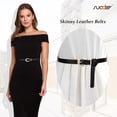 thumbnail image 4 of 2 Pack Women Skinny Belt Thin Waist Belt with Fashion Gold Buckle for Pants Jeans Dresses, 4 of 9