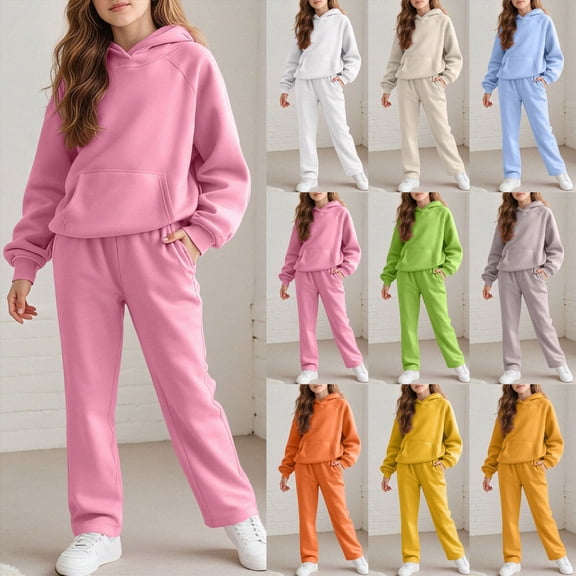 Toddler Baby Girl Fall Winter Outfits Letters Contrast Color Sweatshirts and Joggers Pants Set 6-12 Months 12-24 Months 2t 3t 4t 5t 6t 7t 8t 9t Children(Orange,7-8 Years)