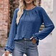 thumbnail image 6 of Brilliant Womens Shirts Blouse Women's Fashion Round Neck Long Sleeve Loose T-shirt Clearance Clothes under $5.00, 6 of 6