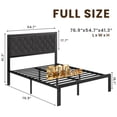 thumbnail image 5 of Bolvdo Full Upholstered Bed Frame with Tufted Headboard, Heavy-Duty Metal Support, Noise-Free, No Box Spring Needed, Easy Assembly, Grey, 5 of 7