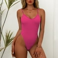 thumbnail image 2 of HAPIMO Women's One-Piece Monokini Solid Color Hide Belly High Cut Tropical Hawaii Summer Beach Clearance Trendy Bikini Swimsuit Sleeveless Bodysuits Hot Pink XL, 2 of 9