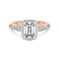 thumbnail image 3 of Gift For Mothers Day IGI Certified 2 Carat Emerald Shape Lab Grown Diamond Engagement Ring | 14K Rose Gold |Micaela Halo Diamond Ring | FG-VS1-VS2 Quality Friendly Diamonds, 3 of 5