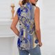 thumbnail image 5 of TaTaai Button Front Blouse Lightweight Drape Women's Casual Fashion Lapel Printed Sleeveless Short Sleeve Loose Summer Office Daily Top Gift, 5 of 6