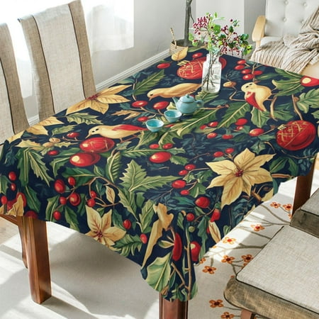 

WOBOGO Christmas Holiday Square Tablecloth 60×90in Polyester Fabric Tablecloth Washable Dust Resistant Wrinkle Resistant